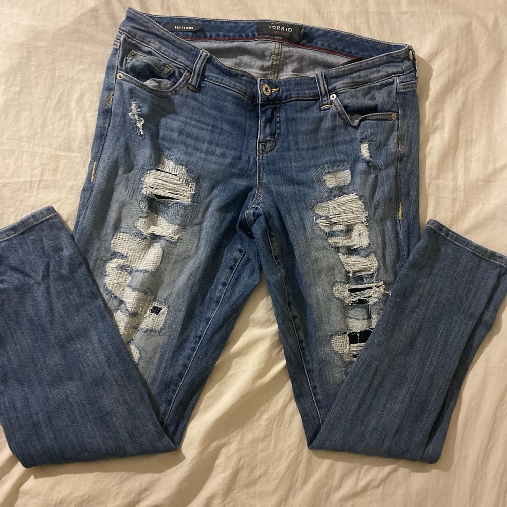 Torrid Blue Jeans with Distressed Details